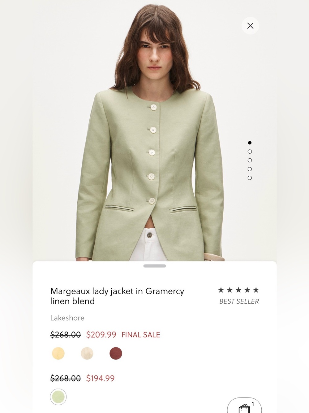 NWT J.Crew Margeaux Lady Jacket in Light Green Size 4